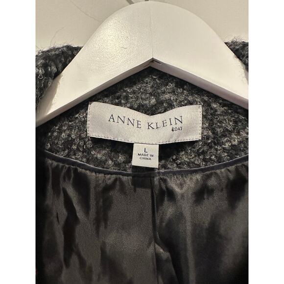 Anne Klein Large Oversized Wool Blend Layering Classic Gray Heathered Heavy Coat - Picture 4 of 9